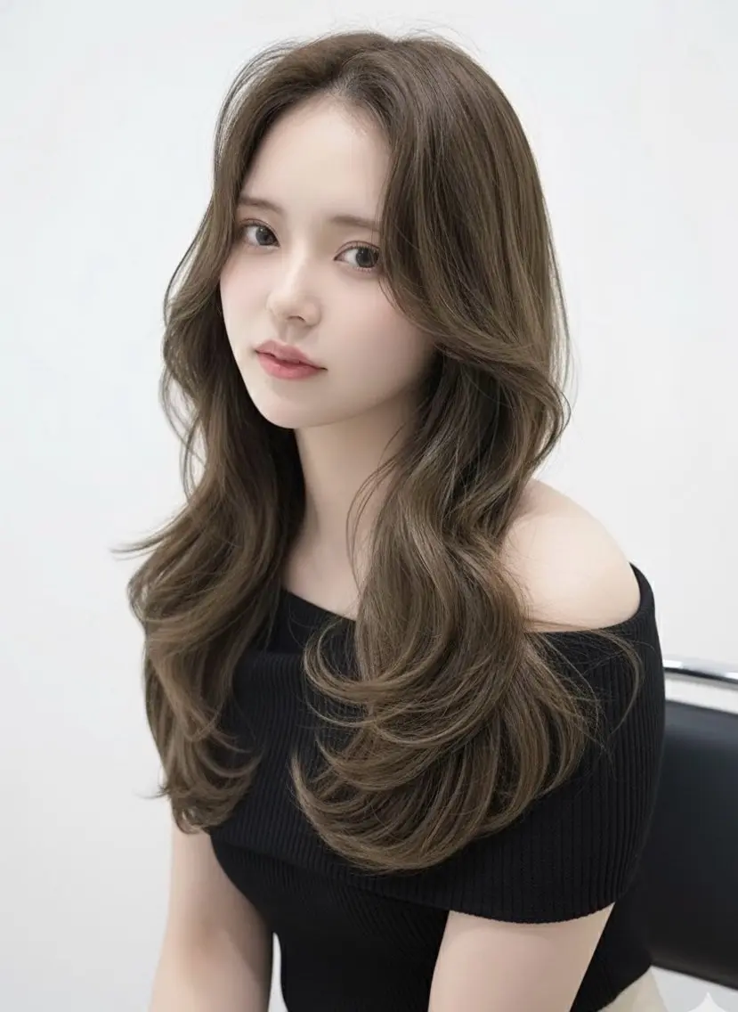 ロング カラー ベージュカラー ブリーチ ケアカラー 透明感カラー グレージュ カット ヘアカラー トリートメント 赤み消し韓国ヘア レイヤー縮毛🤍渡邉のヘアスタイル