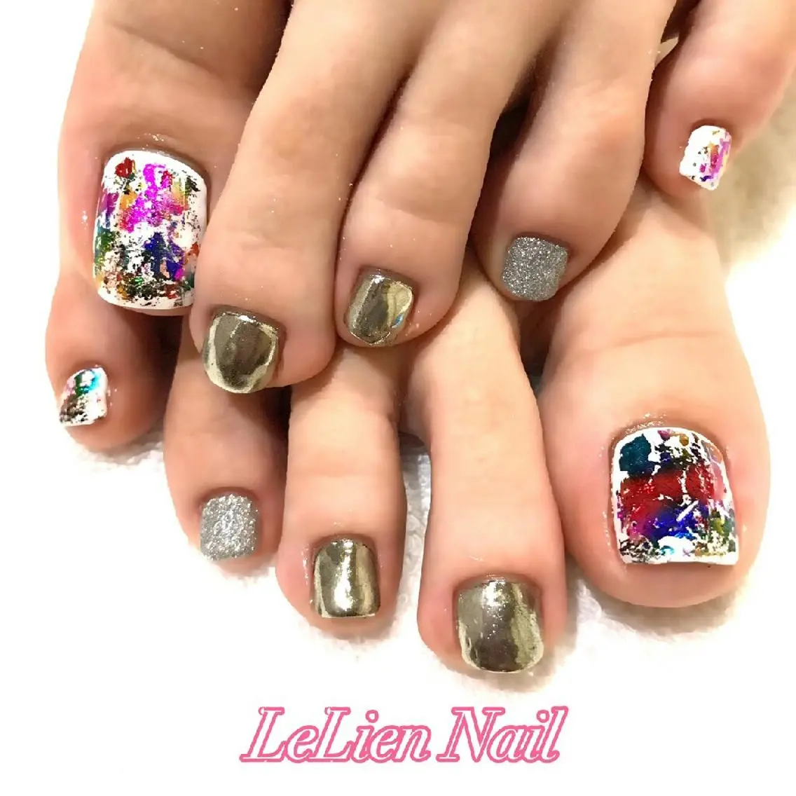 ネイル フットネイル ミラーネイル モチの良さ◉ フィルインネイル♡のネイルデザイン