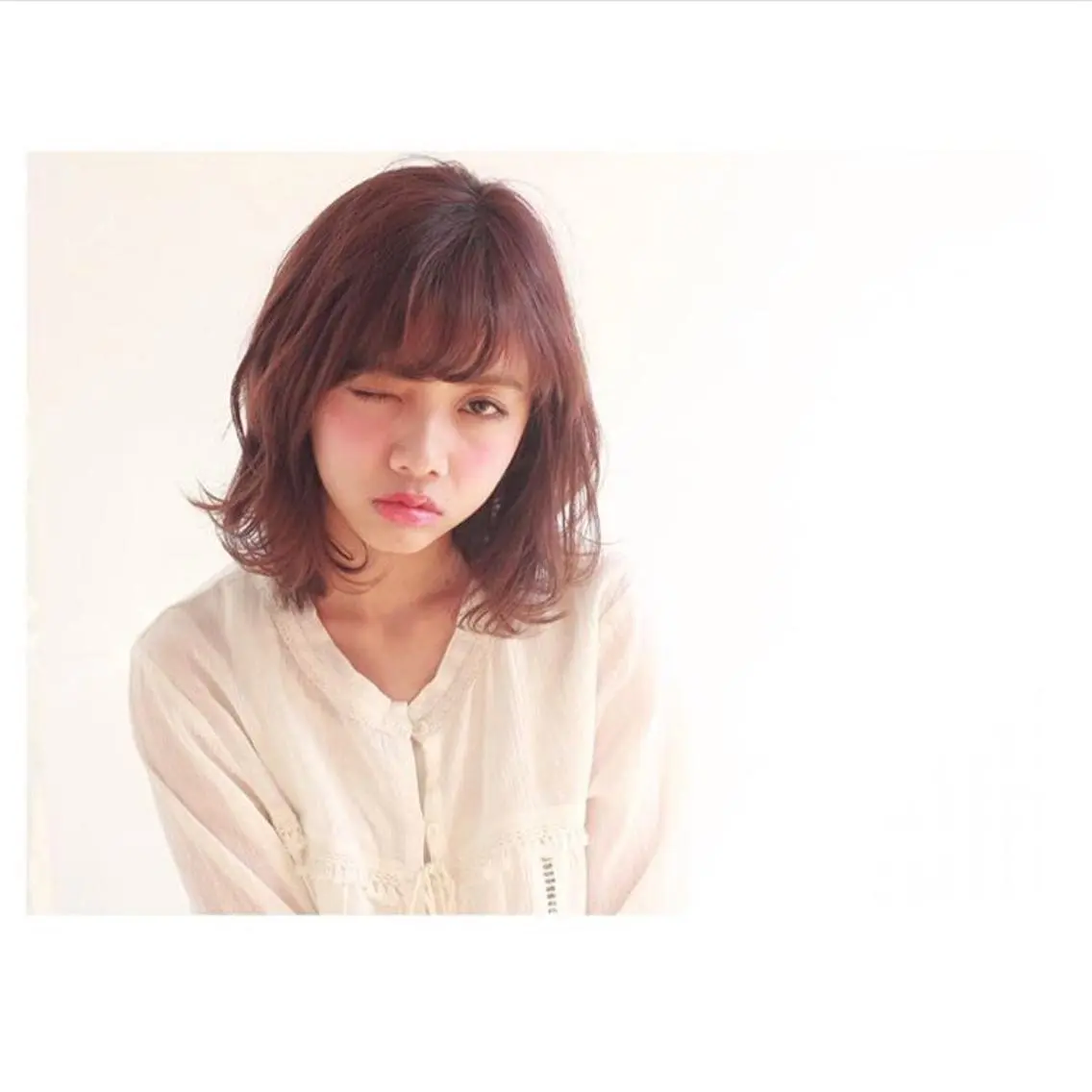 ミディアム カラー ボブ カット ヘアカラー 高木 麻知子のヘアスタイル