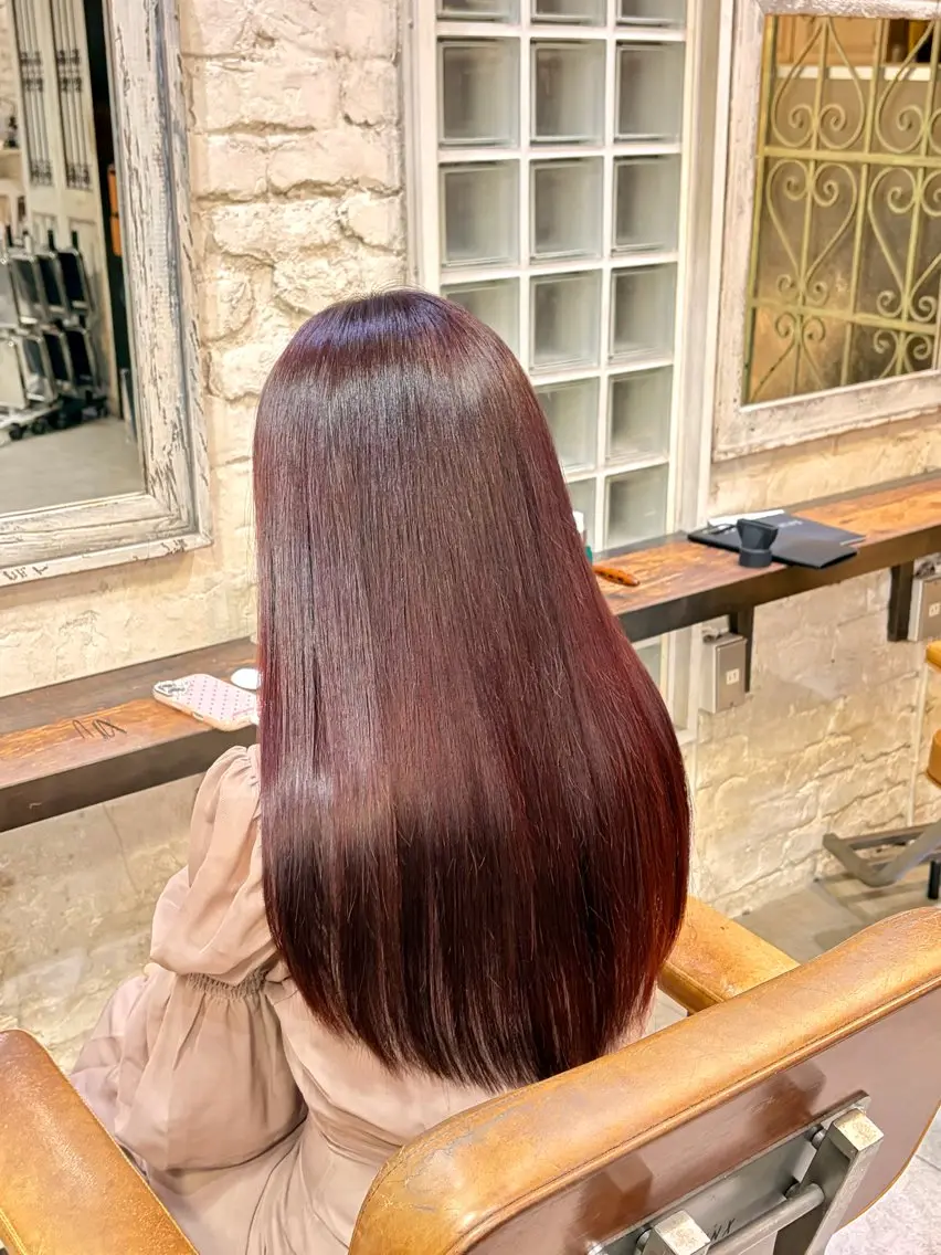 ロング パープルカラー ヘアカラー 大関   愛覇 うるつや✩暖色カラーのヘアスタイル