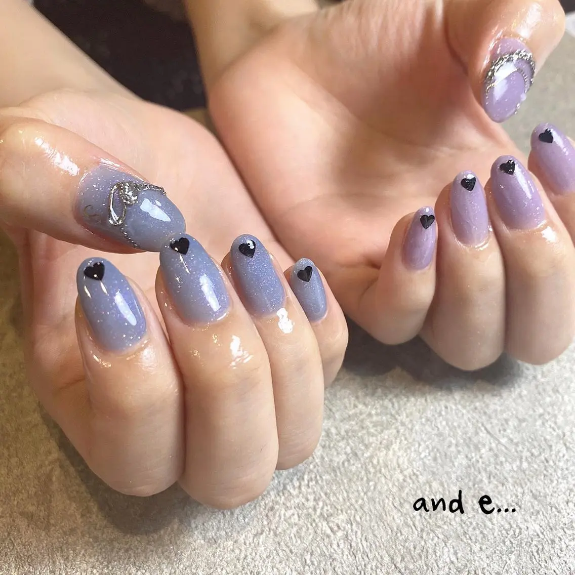 ネイル ブルー ハート キラキラネイル ラメ(グリッター) ミラーネイル nailsalon mur.のネイルデザイン