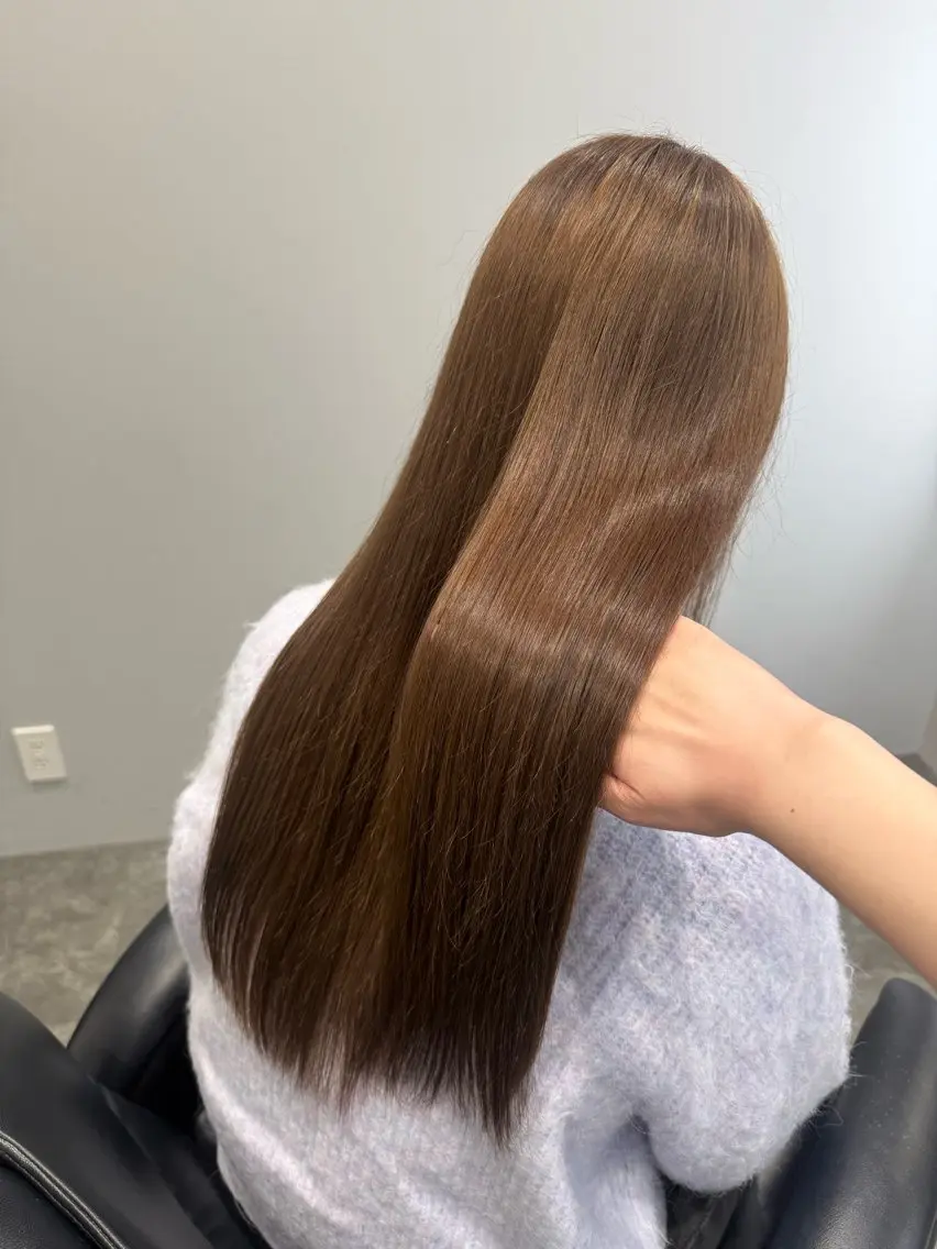 ロング カラー ベージュカラー ブリーチ 透明感カラー ヘーゼル ブリーチなしカラー カット ヘアカラー 艶カラー/レイヤー/ 京都fukaのヘアスタイル
