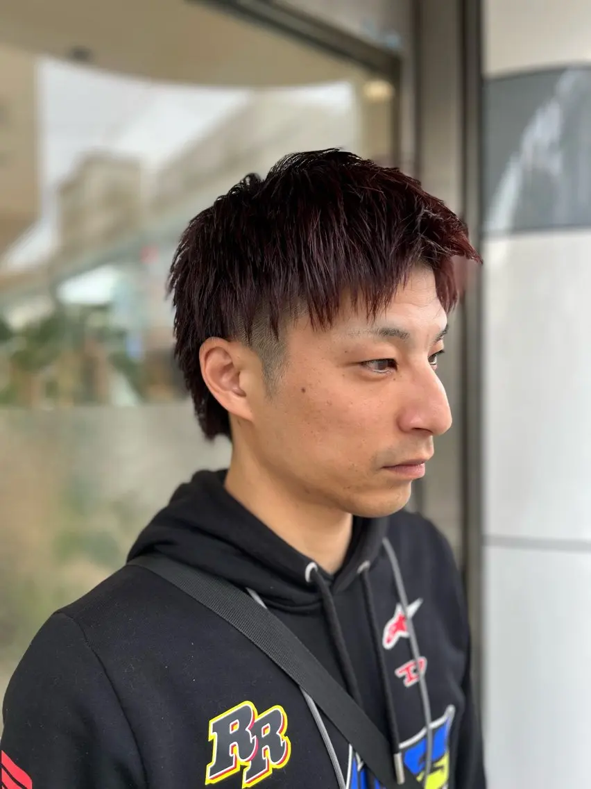ショート カラー メンズ スパイキーショート ショートヘア カット ヘアセット メンズハイライト × perm Runoのヘアスタイル