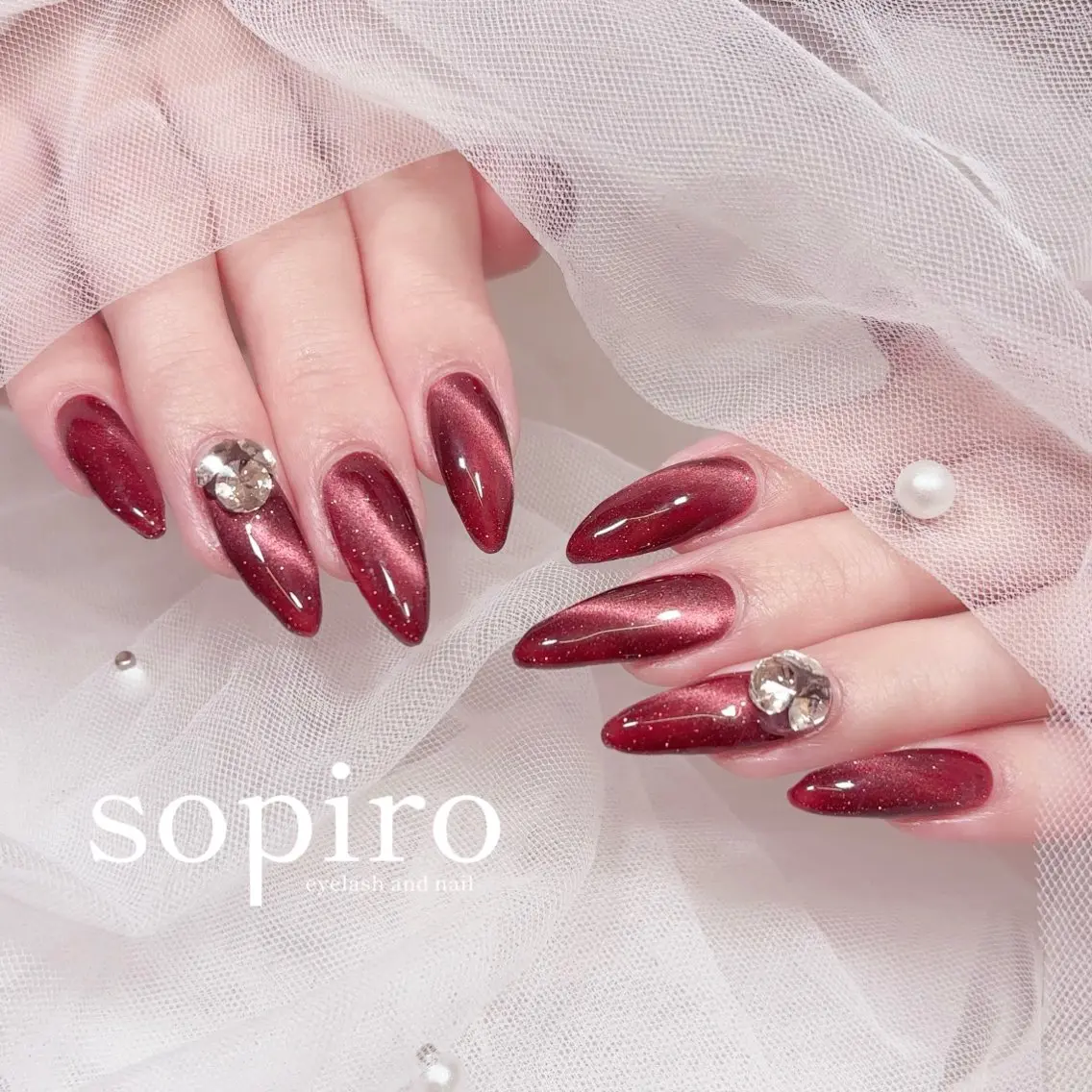 ネイル ボルドー マグネットネイル ハンドネイル sopiro miharuのネイルデザイン