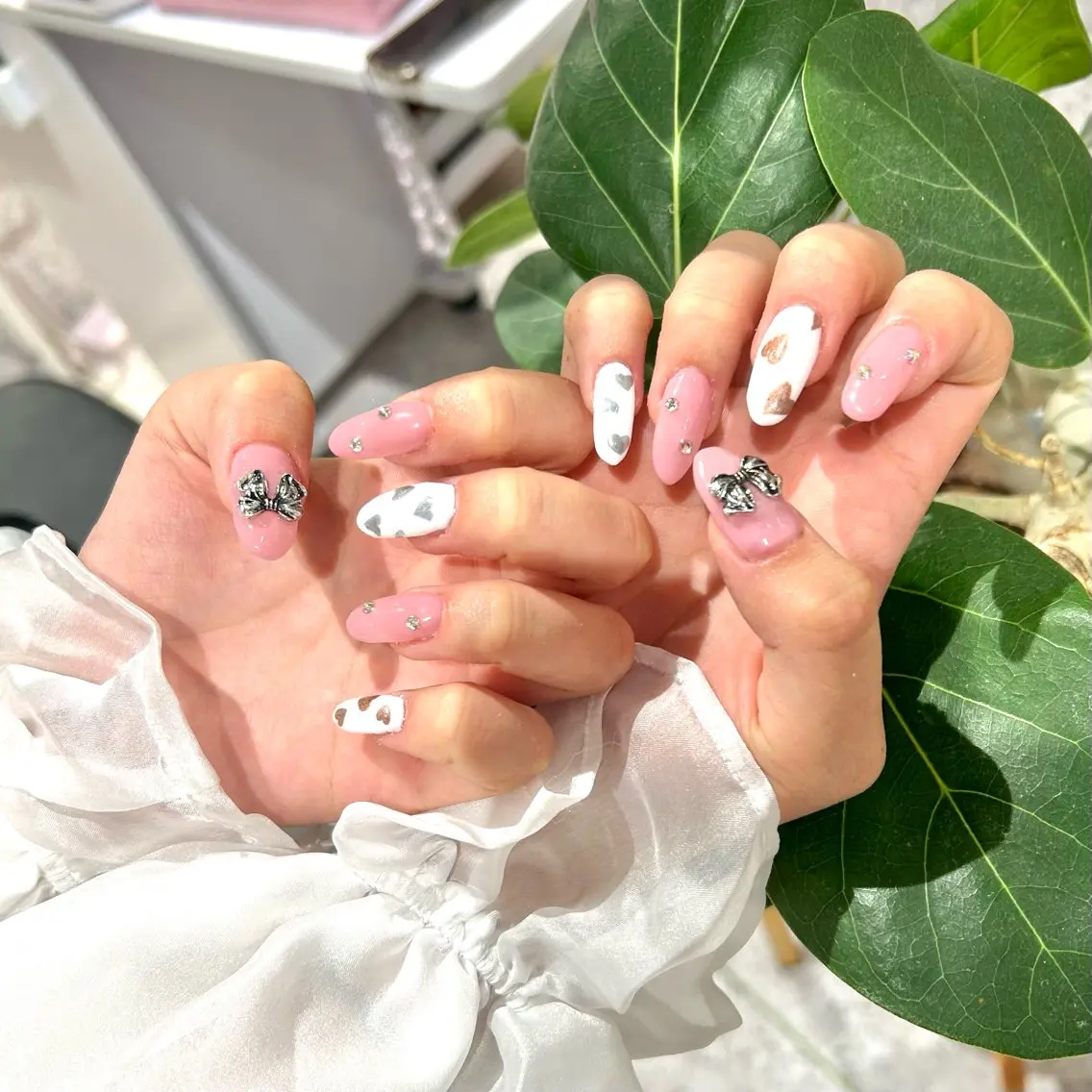ネイル 成人式 長さ出し 韓国ネイル ショートネイル ♡ハイトーン★ ネイル/しの♡のヘアスタイル