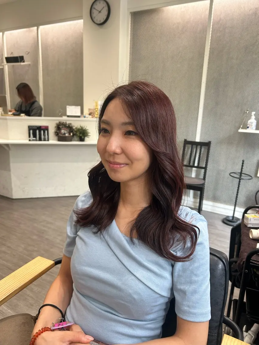 セミロング カラー ヘアアレンジ ブラウンカラー ピンクカラー ピンクブラウン cocotte 💟草間紫音💟のヘアスタイル