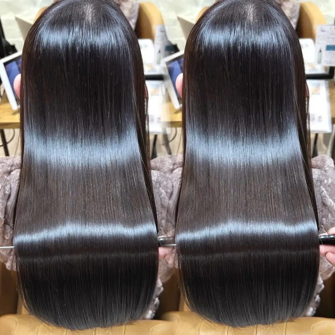 ロング 髪質改善 縮毛矯正 トリートメント 酸性ストレート 酸熱トリートメント ヘアカラー 縮毛矯正 トリートメント 髪質改善/縮毛矯正/ レイヤーカットななこのヘアスタイル