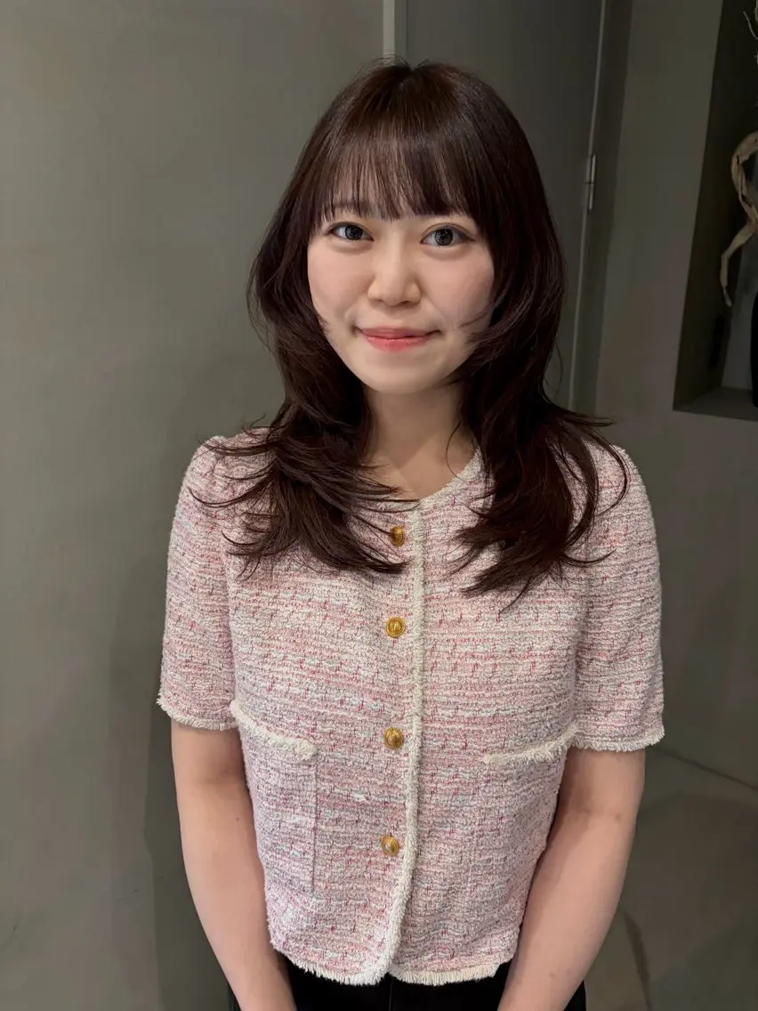 ミディアム カラー ミディアムレイヤー レイヤーカット カット ヘアカラー トリートメント なな/ICI/レイヤ ーパーマ/上前津のヘアスタイル