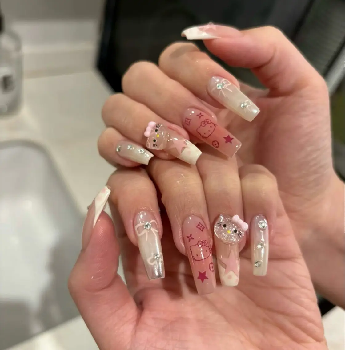 ネイル アートネイル オーロラネイル チークネイル 長さ出し フットネイル ハンドネイル Blossom nail_研修のネイルデザイン