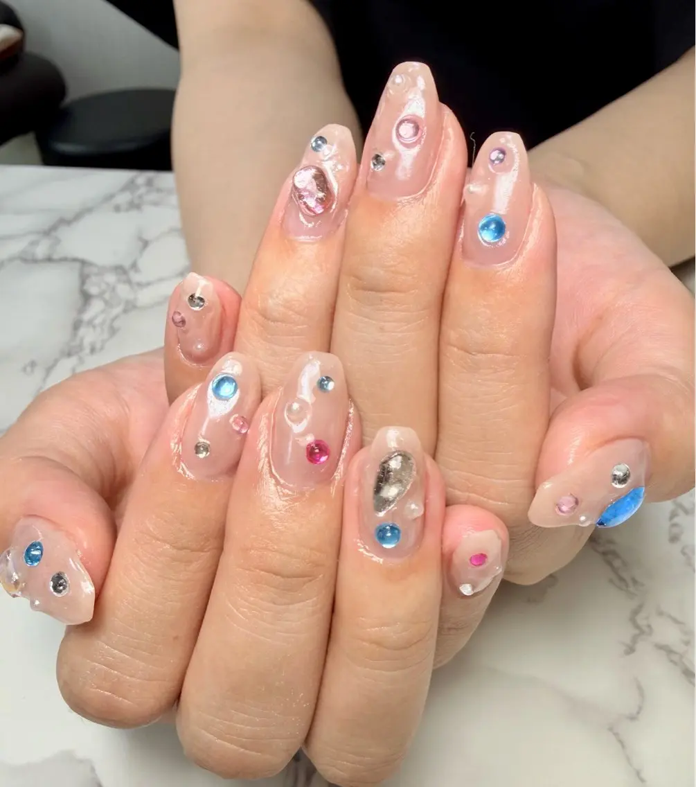 ネイル アートネイル チークネイル フラッシュネイル フラッシュマグ フレンチネイル Mai’s nailのネイルデザイン