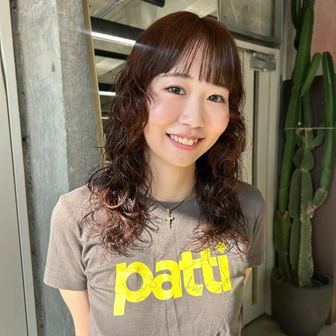 セミロング カラー パーマ セミロングパーマ ブラウンカラー オレンジ オレンジブラウン レイヤーカット カット ヘアカラー パーマ 伊藤ほのか/パーマ /ダブルカラーのヘアスタイル