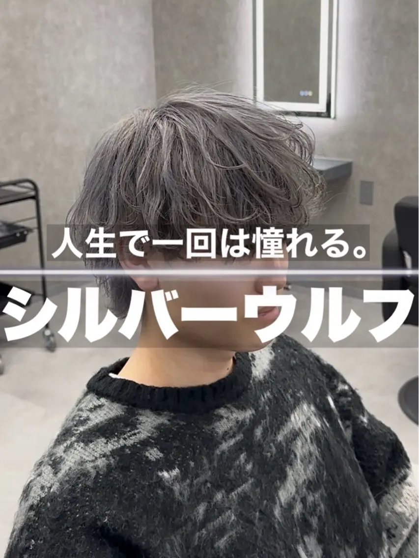 ショート カラー メンズ メンズウルフカット アッシュ シルバー ウルフカット カット ヘアカラー メンズウルフ特化🐺 🔥長山耕大🔥のヘアスタイル