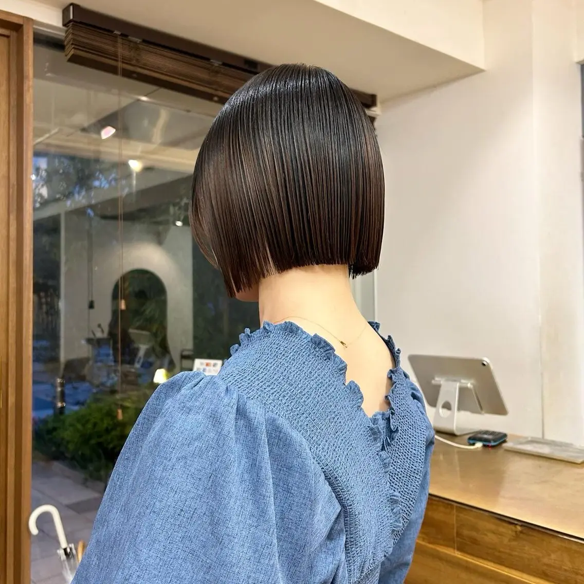 ショート 切りっぱなしボブ ボブ 髪質改善 透明感カラー/ボブ/ meruのヘアスタイル