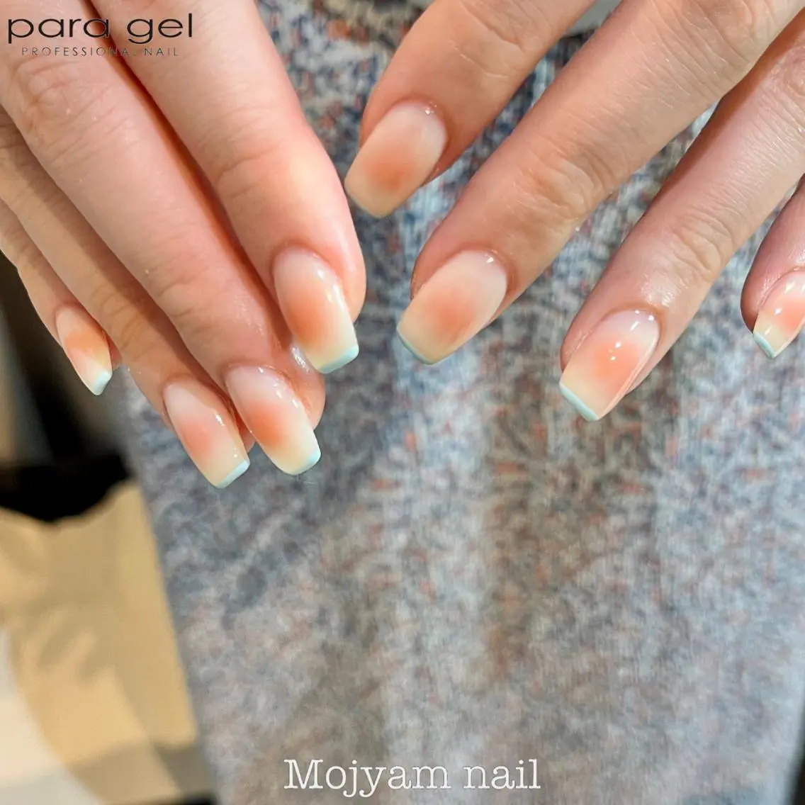 ネイル チークネイル フレンチネイル 韓国ネイル スクエアネイル 夏ネイル ハンドネイル 松本 実咲のネイルデザイン