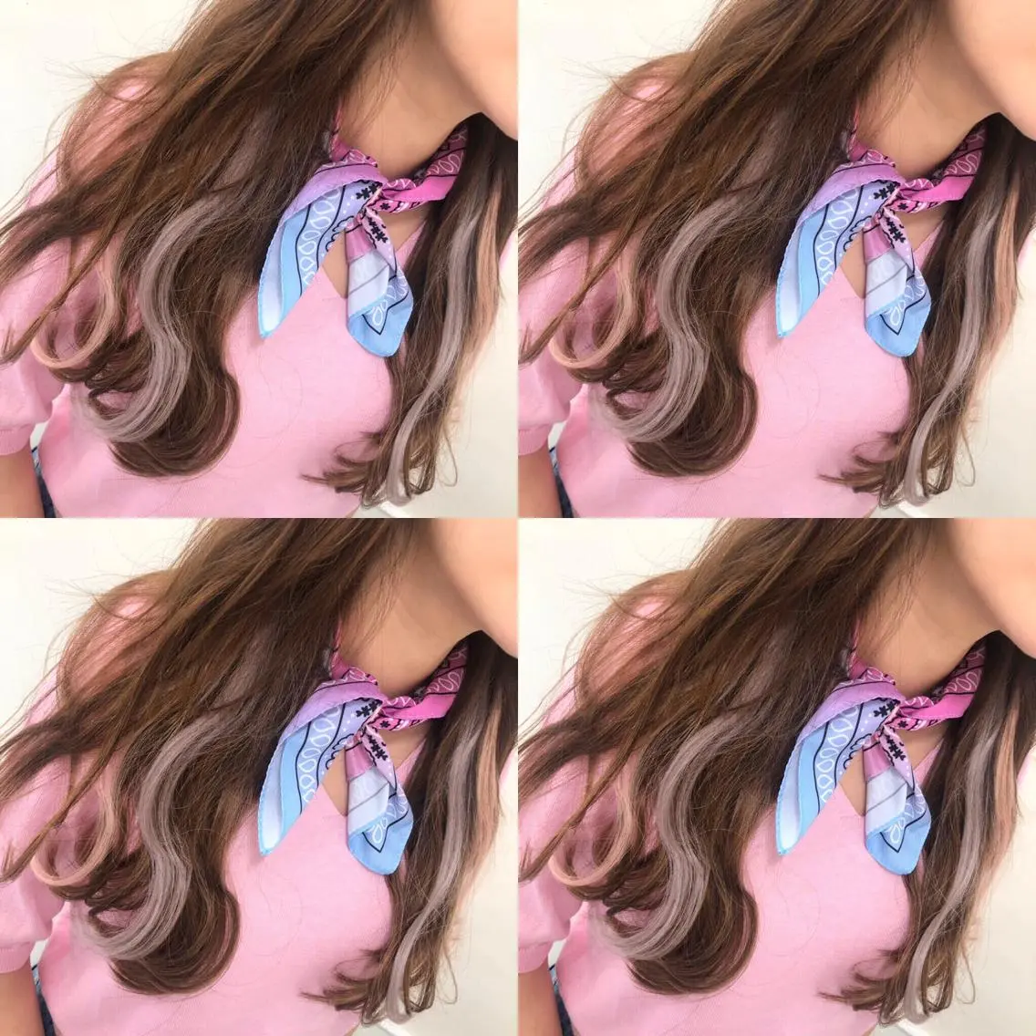 ロング カラー インナーカラー エクステ エクステ ハイトーン 💭黒崎ハルカのヘアスタイル
