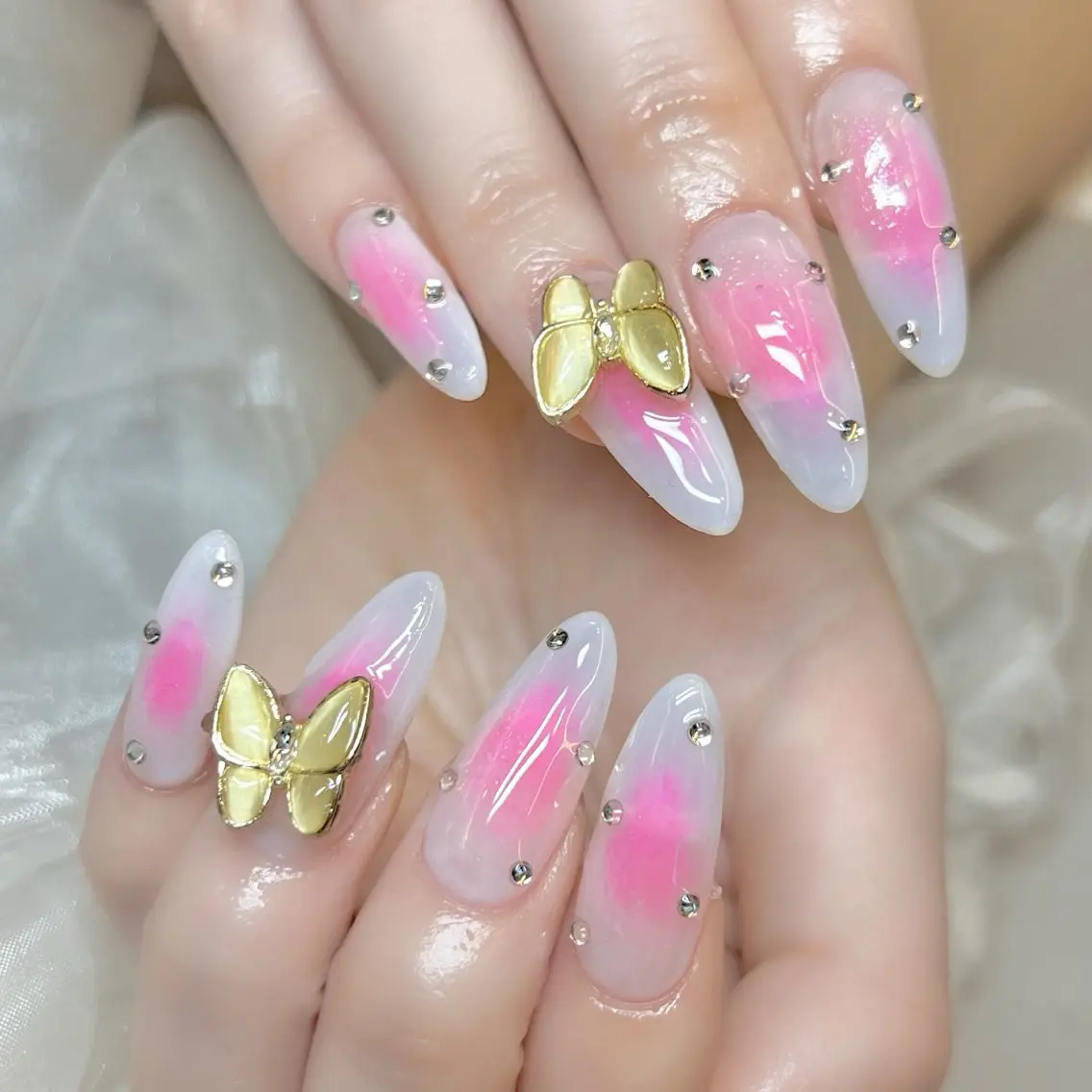 ネイル アートネイル オーロラネイル 入学式 ジェルネイル 韓国ネイル ハンドネイル clover nailのネイルデザイン