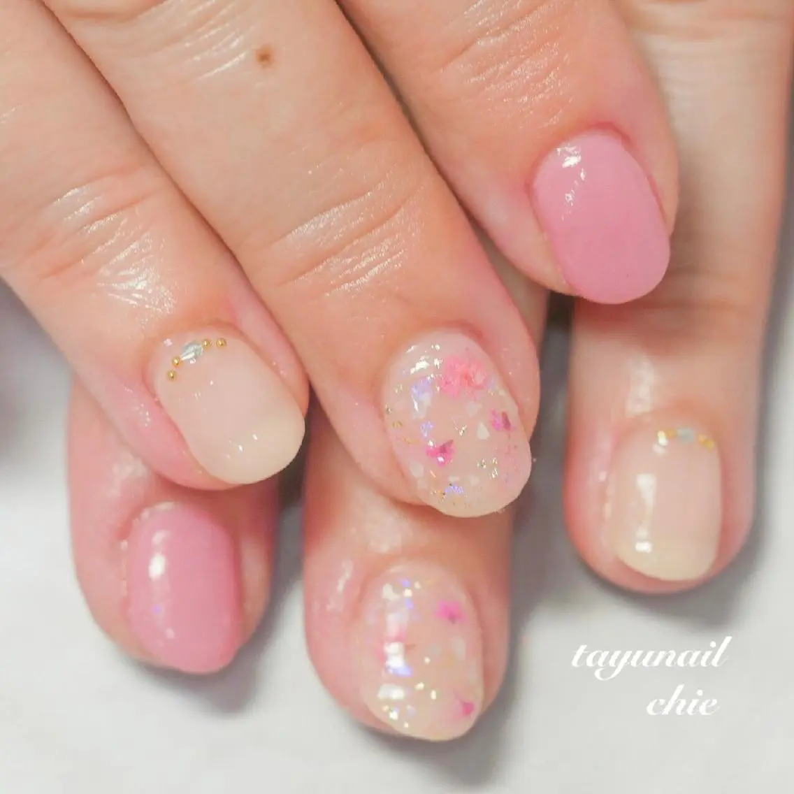 ネイル アートネイル ブルー フラワーネイル ジェルネイル パラジェル ネイルサロン 【たゆnail】のネイルデザイン