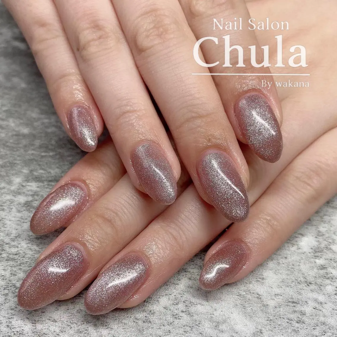 ネイル マグネットネイル オフィスネイル ワンカラーネイル ピンク シンプルネイル ハンドネイル Nailsalon Chulaのネイルデザイン