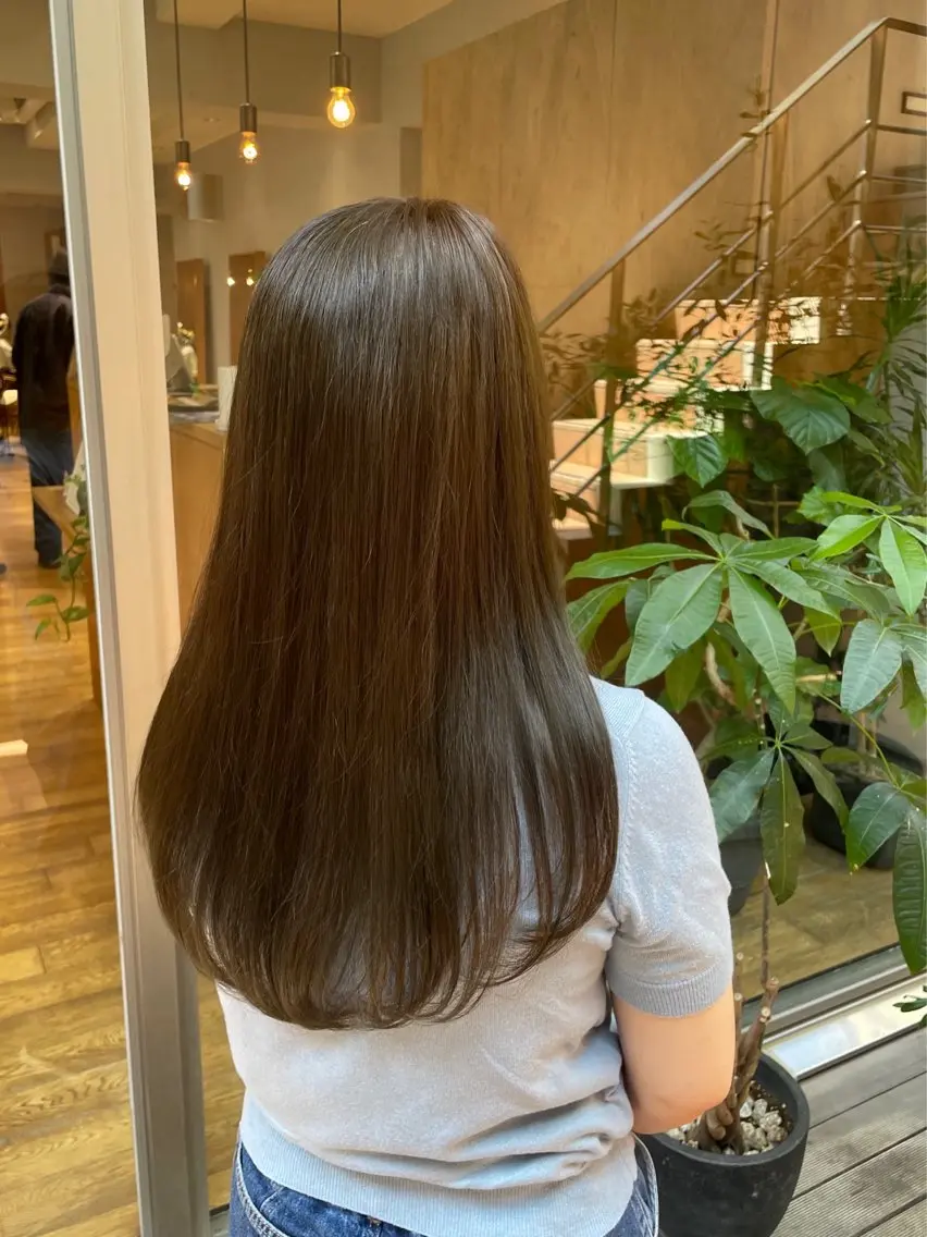 ロング カラー 透明感カラー オレンジ ヘアカラー 縮毛矯正/レイヤー 🌙児玉光瑠のヘアスタイル