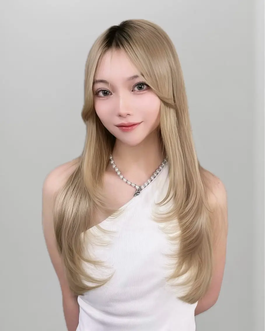 ロング カラー カット ヘアカラー トリートメント Ryoichi⛓️ 韓国ヘア/ハイトーンのヘアスタイル