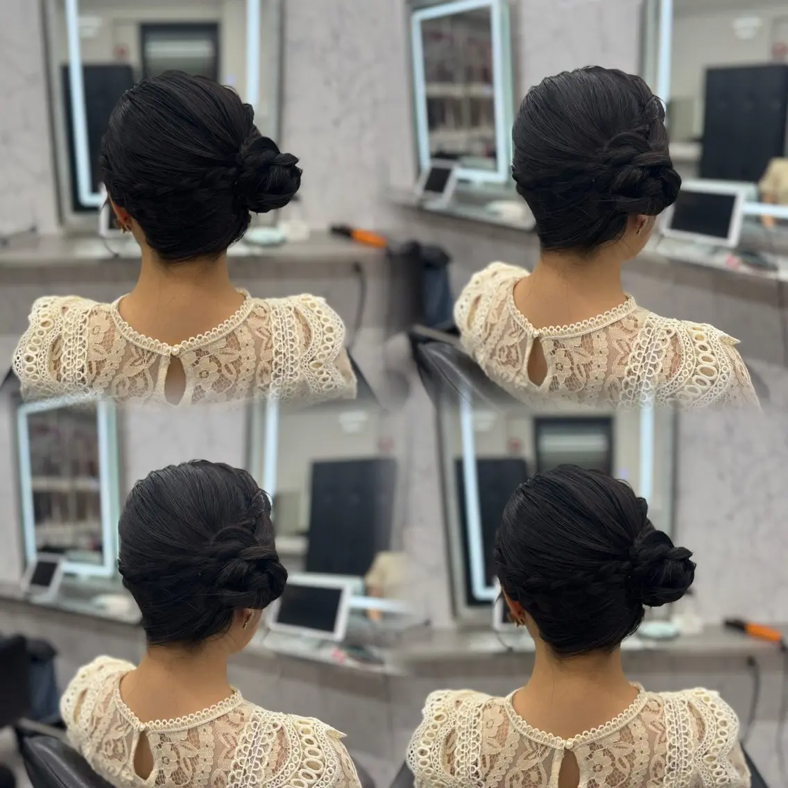 セミロング ヘアアレンジ お団子ヘア ヨシンモリ 韓国風ヘア ヘアセット JPCY MIRIYAのヘアスタイル