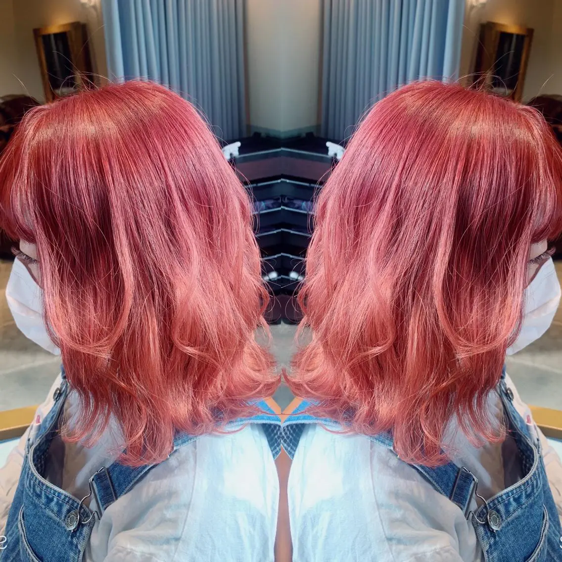 ミディアム カラー カシス ピンクカラー 韓国🇰🇷 ✂︎hair 内田愛のヘアスタイル