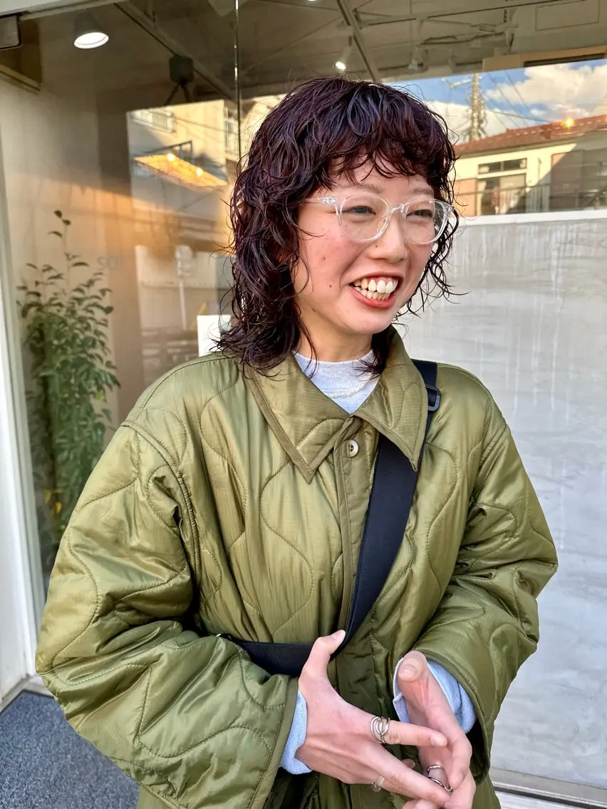 ミディアム カラー パーマ ミディアムパーマ ウルフカット カット ヘアカラー パーマ トリートメント パーマ/透明感カラー /ボブ/吉田一生のヘアスタイル