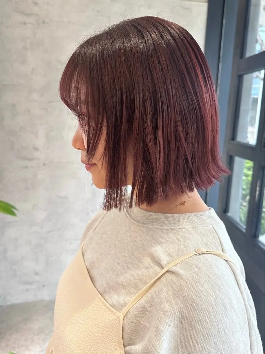 ミディアム ボブ ヘアカラー yukie🌷 /暖色🍒梅田サロンのヘアスタイル