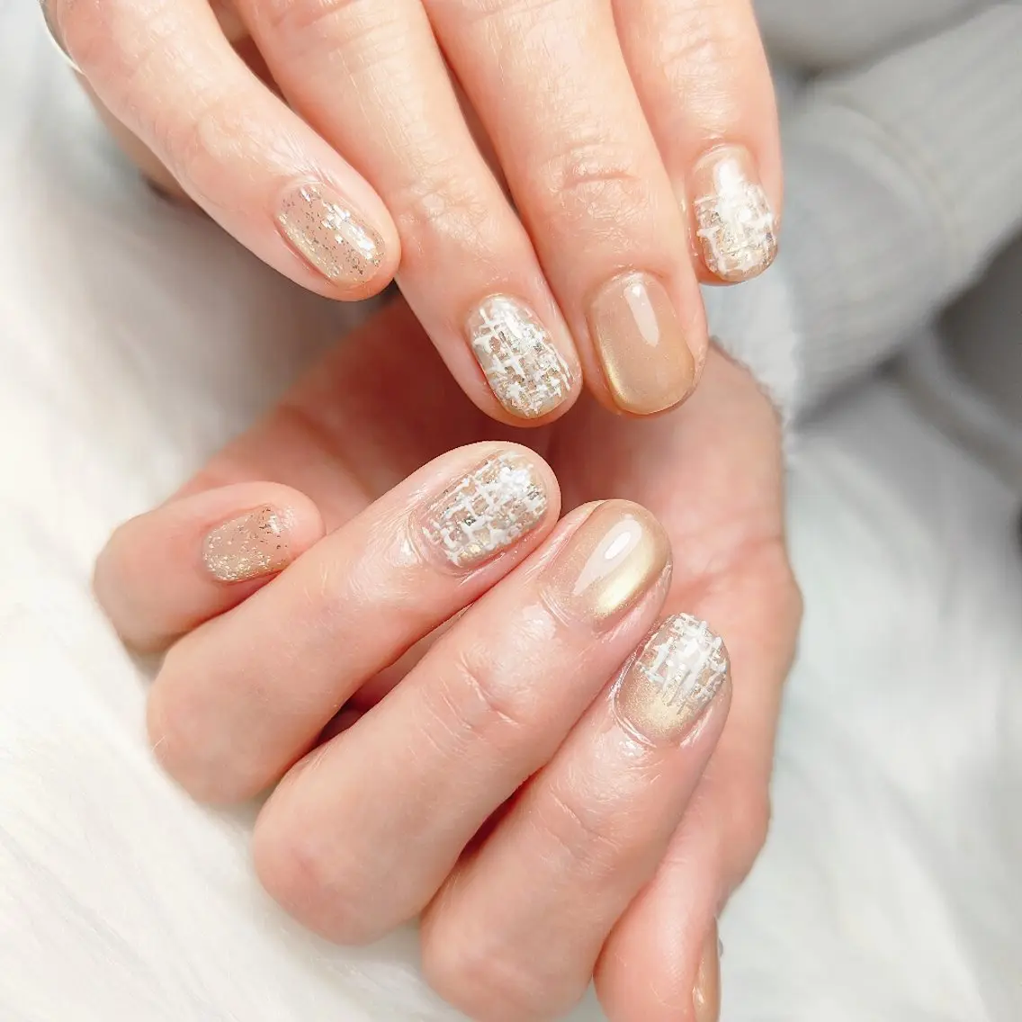 ネイル マグネットネイル ツイードネイル ハンドネイル yuru calon nailのネイルデザイン