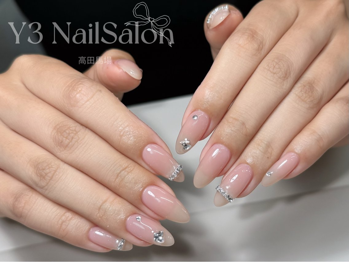 ネイル ガーリー ハート キラキラネイル 韓国ネイル ピンク ハンドネイル Y3 NailSalonのネイルデザイン