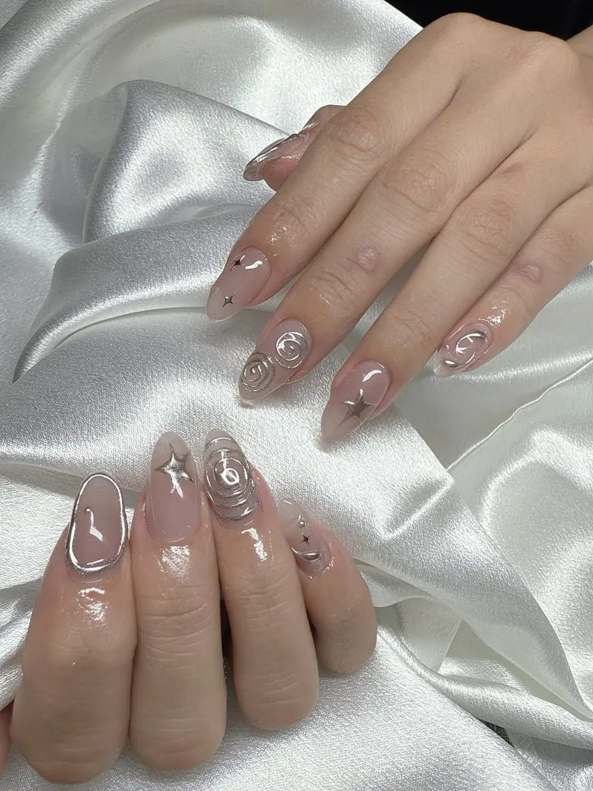 ネイル チークネイル 桜ネイル 長さ出し フットネイル ジェルネイル YURI NAILのネイルデザイン