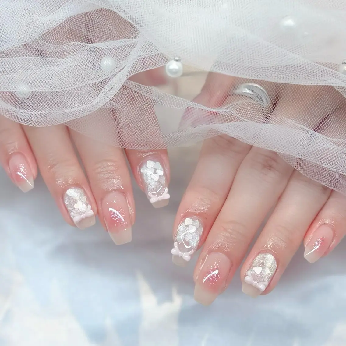 ネイル チークネイル ハート ワンホンネイル ハンドネイル Keli Nail 難波のネイルデザイン