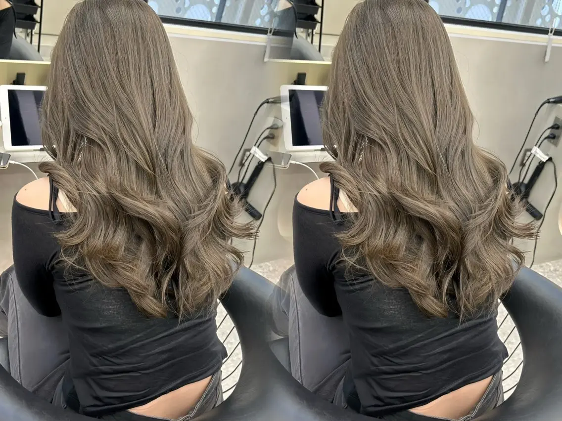 ロング カラー ベージュカラー 透明感カラー オリーブベージュ ヘアカラー トリートメント 村上 大武のヘアスタイル