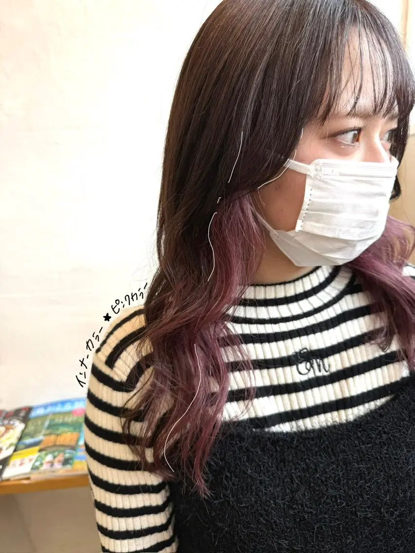 セミロング カラー カット ヘアカラー 菅野 愛のヘアスタイル