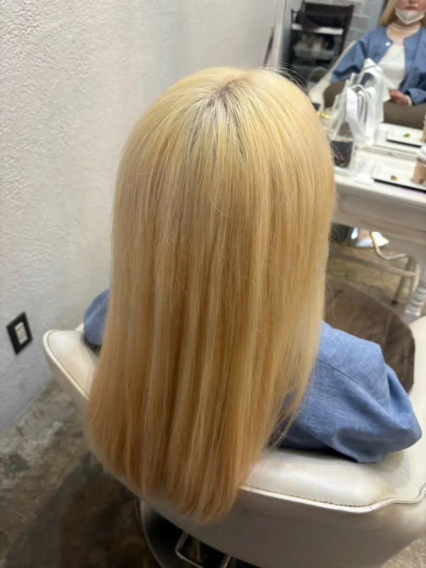 ミディアム カラー ブロンド トリートメント ヘアカラー トリートメント 木津奈保子💚 ✨髪質改善のヘアスタイル