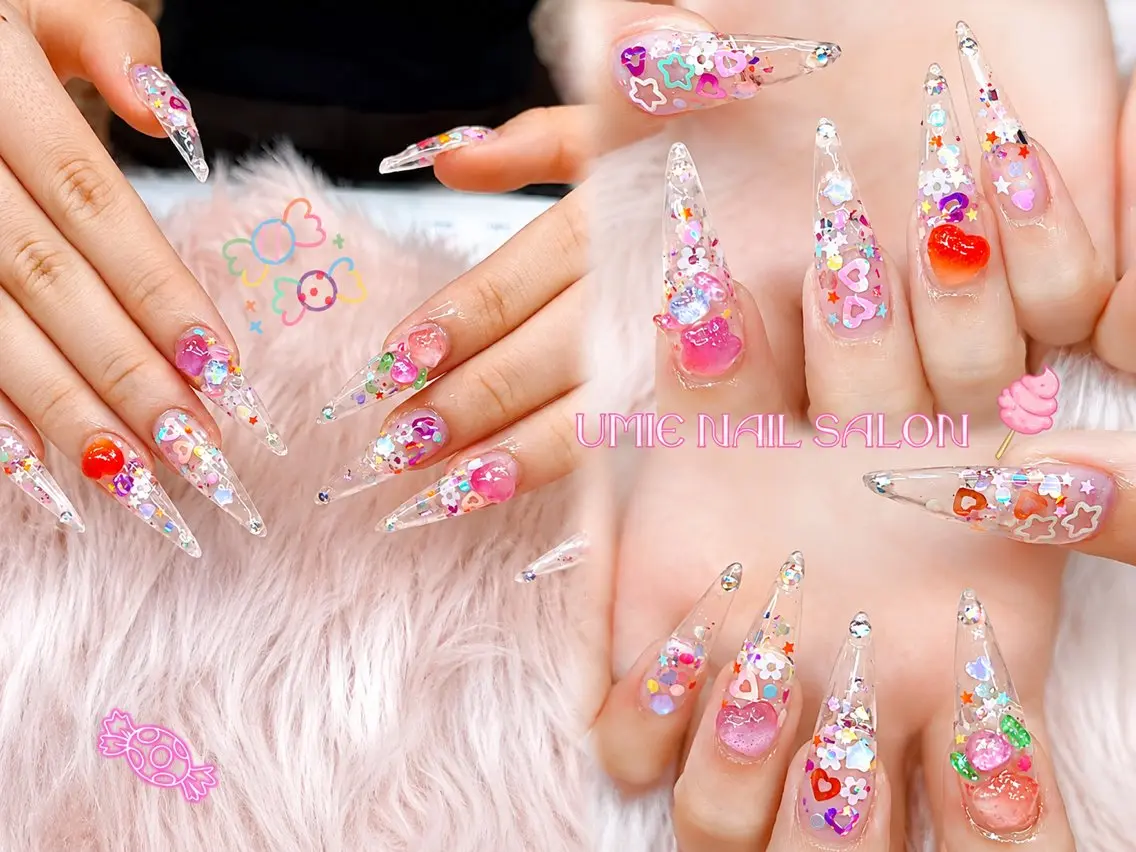 ネイル フットネイル フレンチネイル ジェルネイル ガラスフレンチ マグネットネイル UMIE NAIL SALONのネイルデザイン