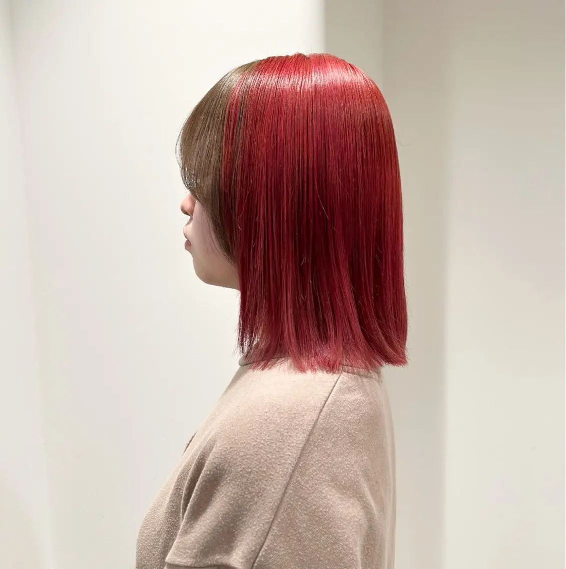ミディアム カラー レッドカラー カット ヘアカラー トリートメント ヘッドスパ スキバサミを使わない カット🌼唯🌼のヘアスタイル