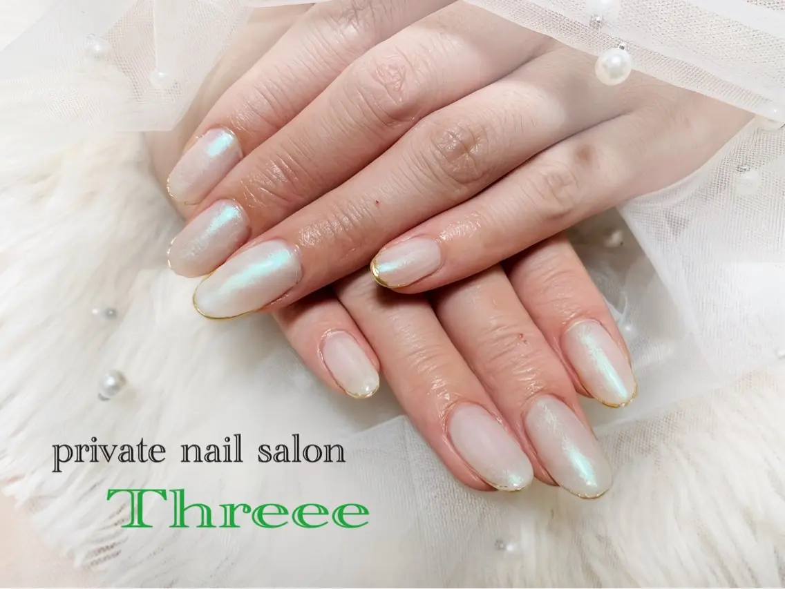 ネイル オーロラネイル ミラーネイル ハンドネイル Nail salon - Threee　-のネイルデザイン