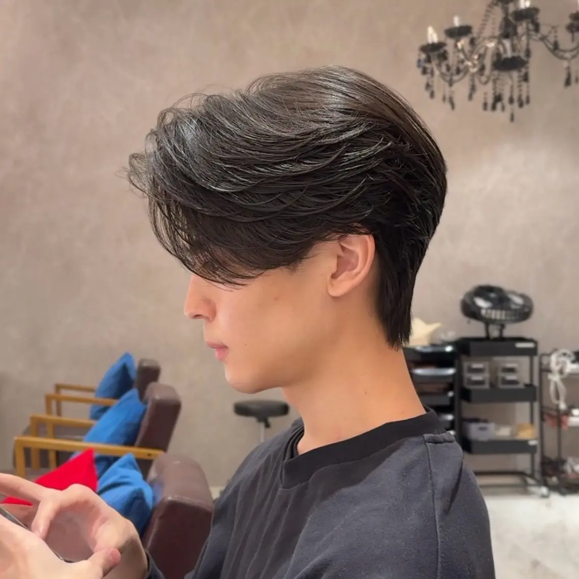 パーマ メンズ メンズ韓国風 メンズパーマ ニュアンスパーマ 石崎 はるかのヘアスタイル