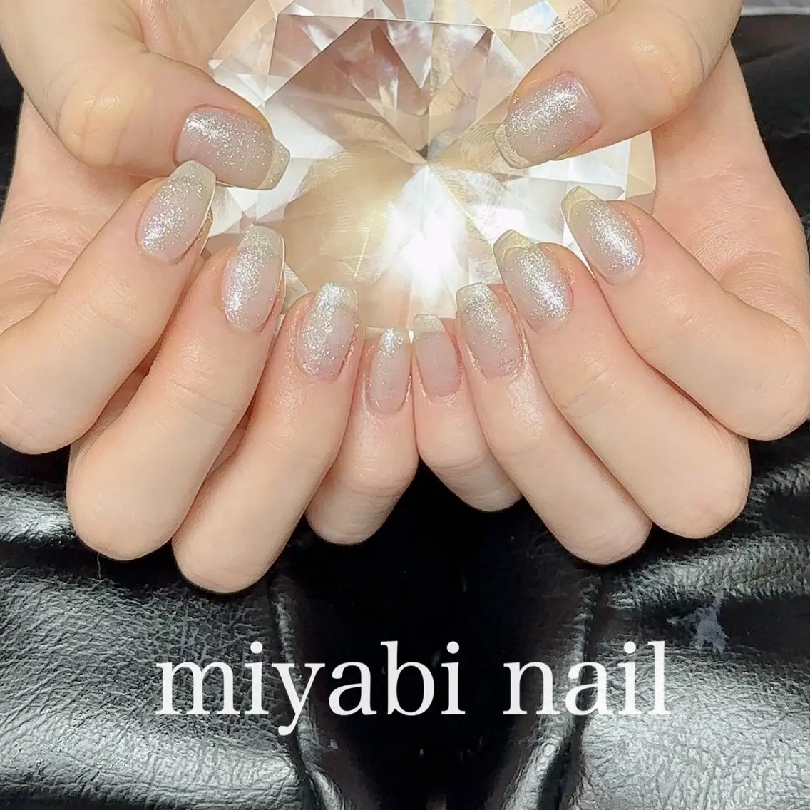 ネイル ラメ(グリッター) 持ち込み オフィスネイル ワンカラーネイル シンプルネイル ハンドネイル miyabi nail 桂川駅近くのネイルデザイン