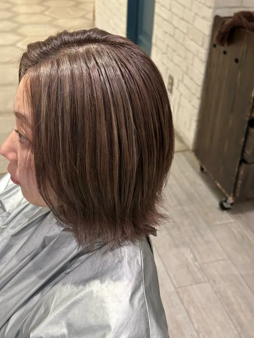 ミディアム カラー ハイライトカラー ハイライト ヘアカラー 井上 竜成のヘアスタイル