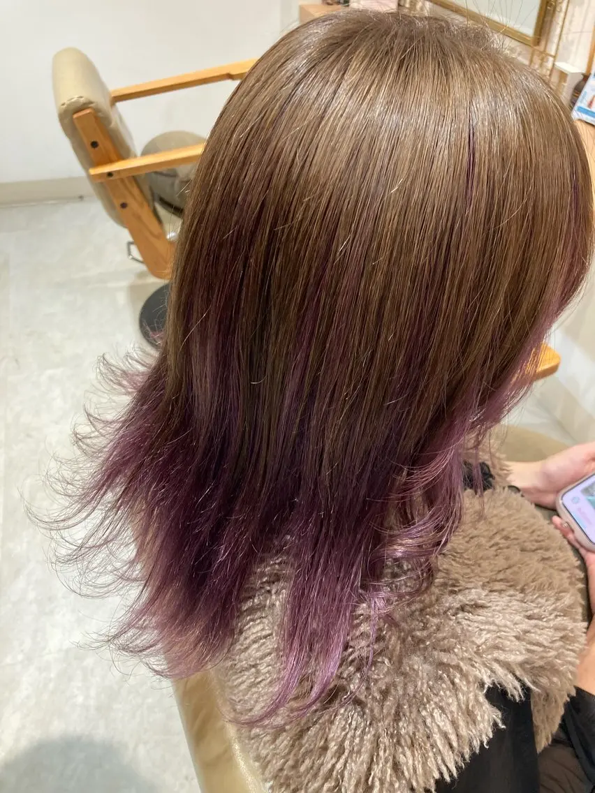 セミロング ヘアカラー ツヤカラー3850 まいのヘアスタイル