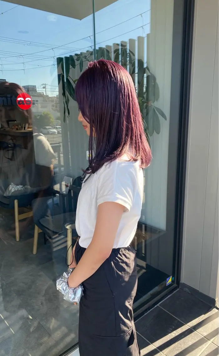 セミロング カラー ダブルカラー パープルカラー 山﨑 大暉【ダブルカラー】のヘアスタイル