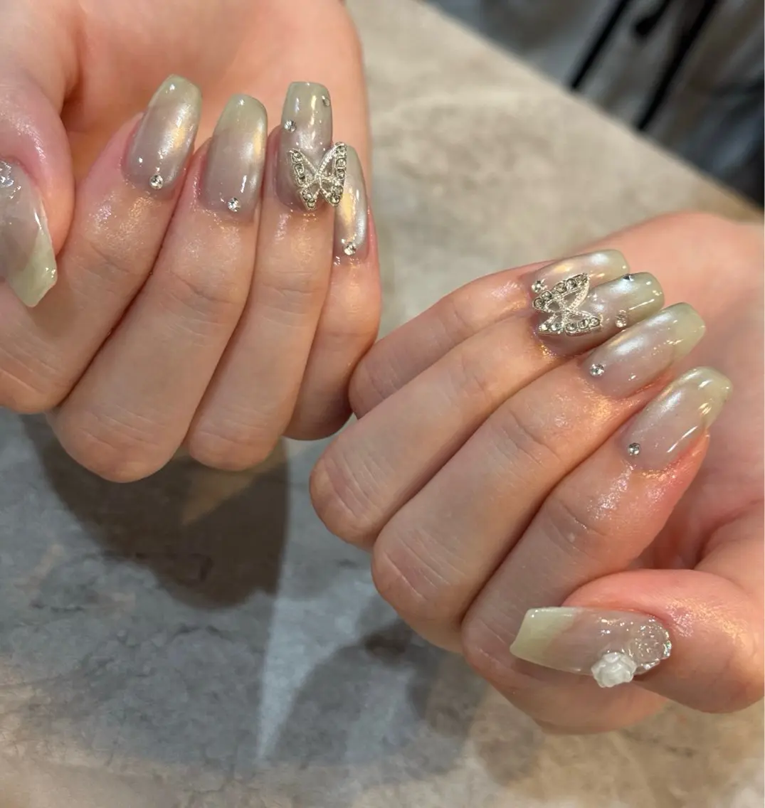 ネイル グリーン ハンドネイル Blé nailのネイルデザイン