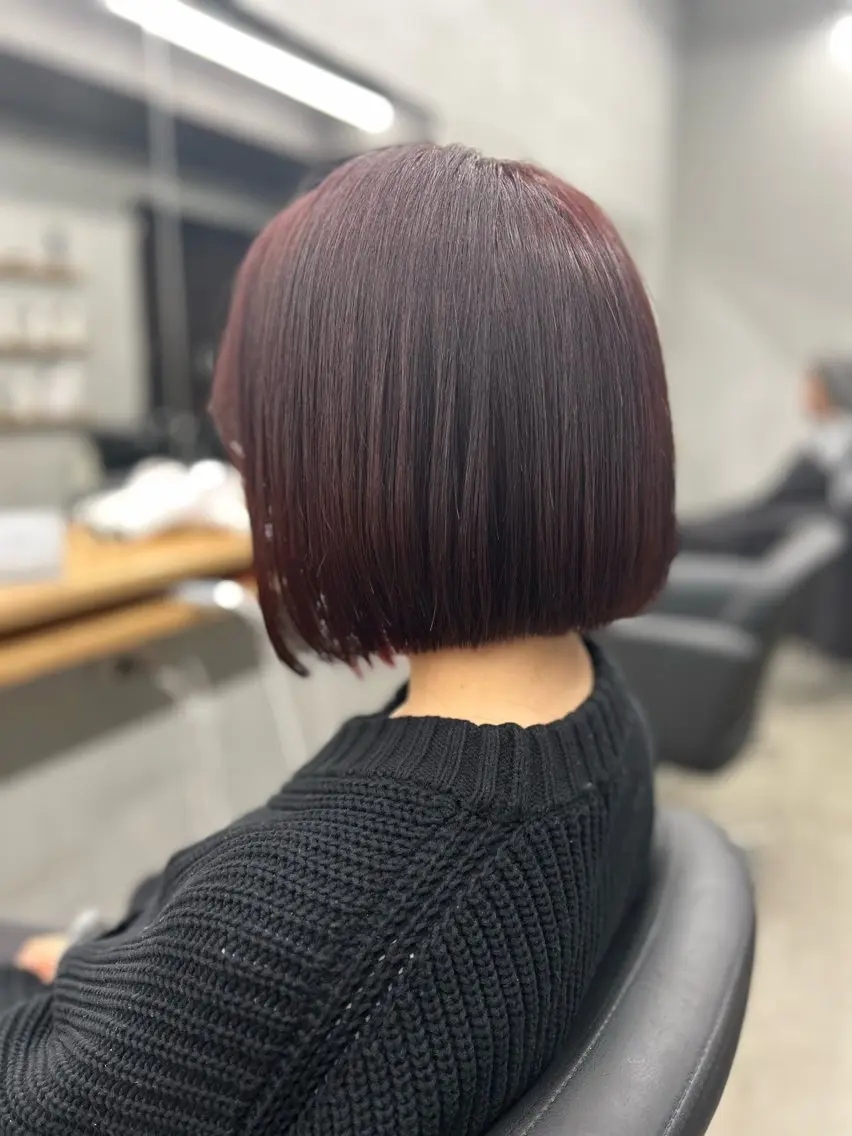 ショート 切りっぱなしボブ ボブ N/デザインカラー 🌿ナギのヘアスタイル