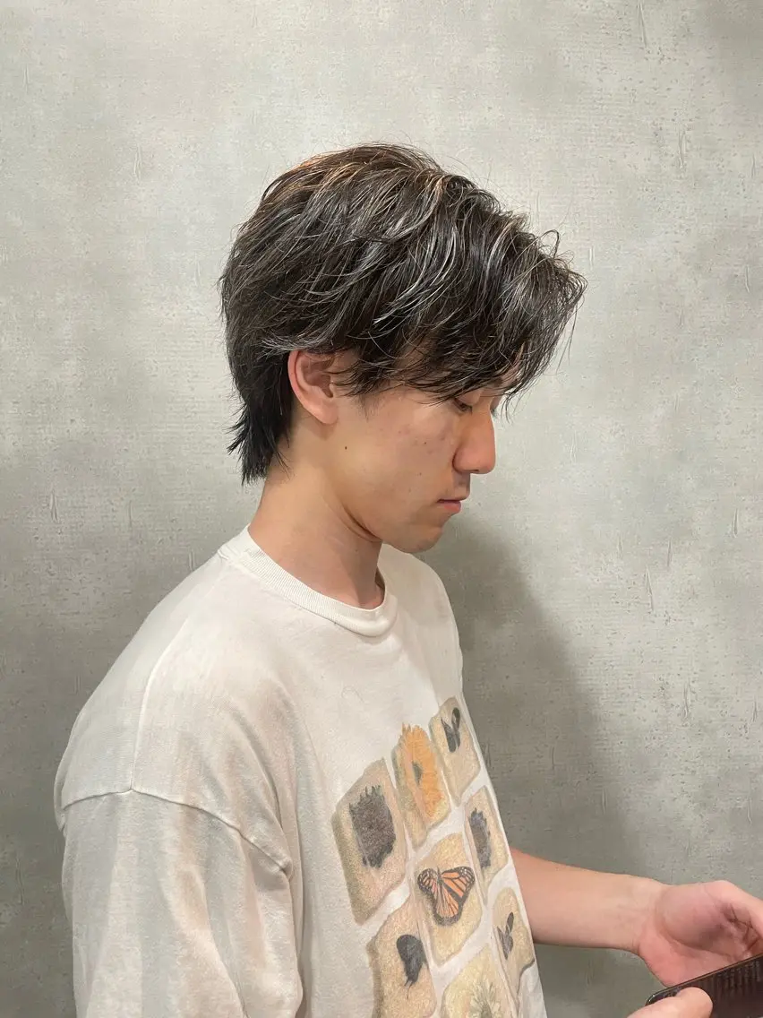 ミディアム カラー メンズ カット ヘアセット 心斎橋/メンズ /ルレイル/地形真希のヘアスタイル