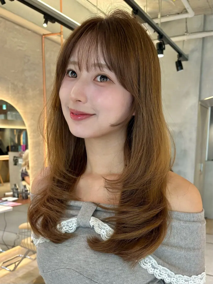 ロング カット ヘアカラー トリートメント 仙台Ｉ韓国レイヤー Ｉ髪質改善Ｉ伊藤拓海のヘアスタイル