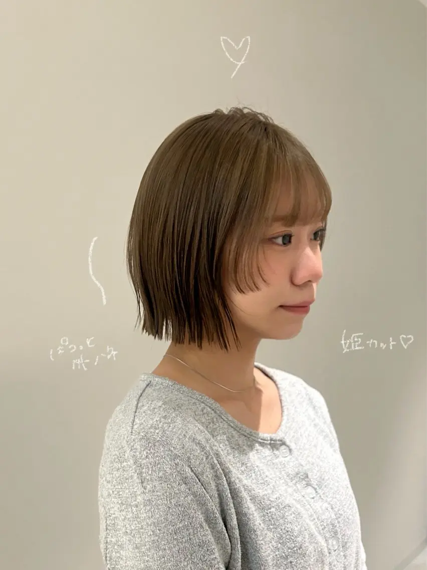 ショート カット ヘアカラー トリートメント 柔らかい縮毛矯正/ ボブ/北林のヘアスタイル