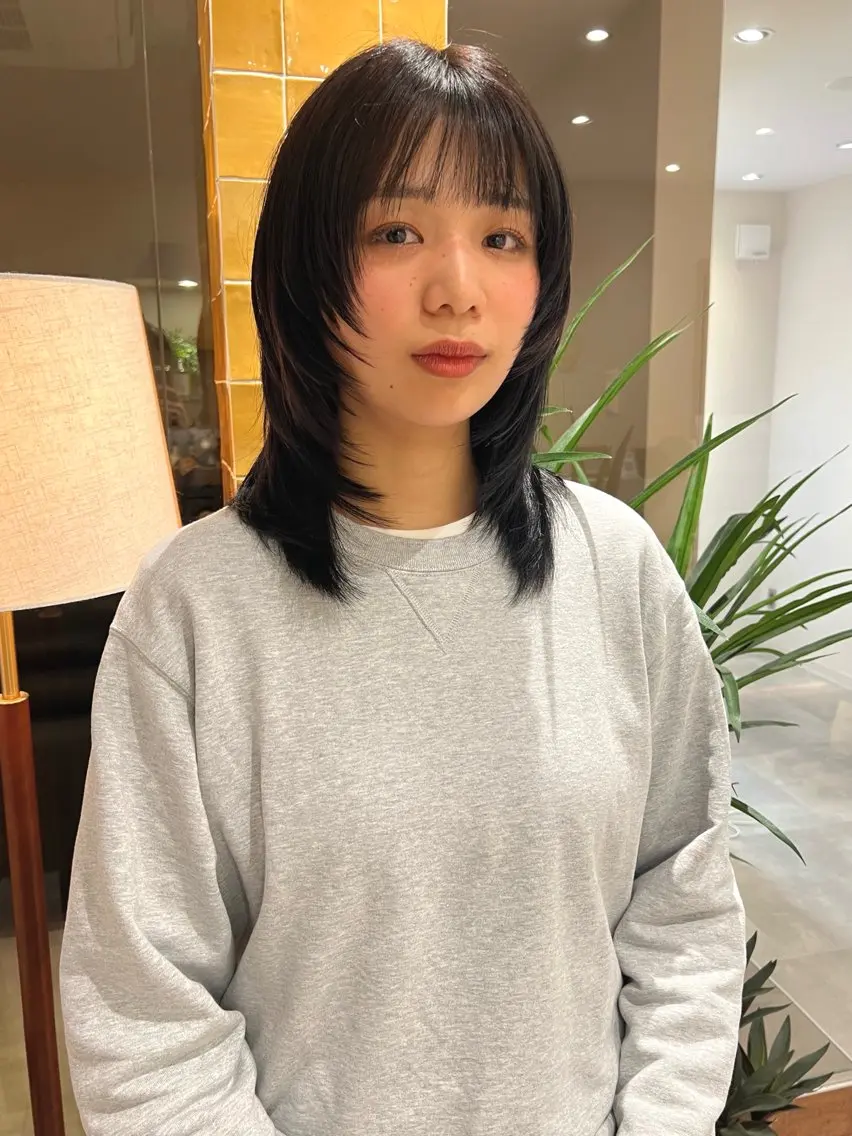 ミディアム カラー ヘアカラー 縮毛矯正 トリートメント レイヤー/ 透明感SHIMAのヘアスタイル