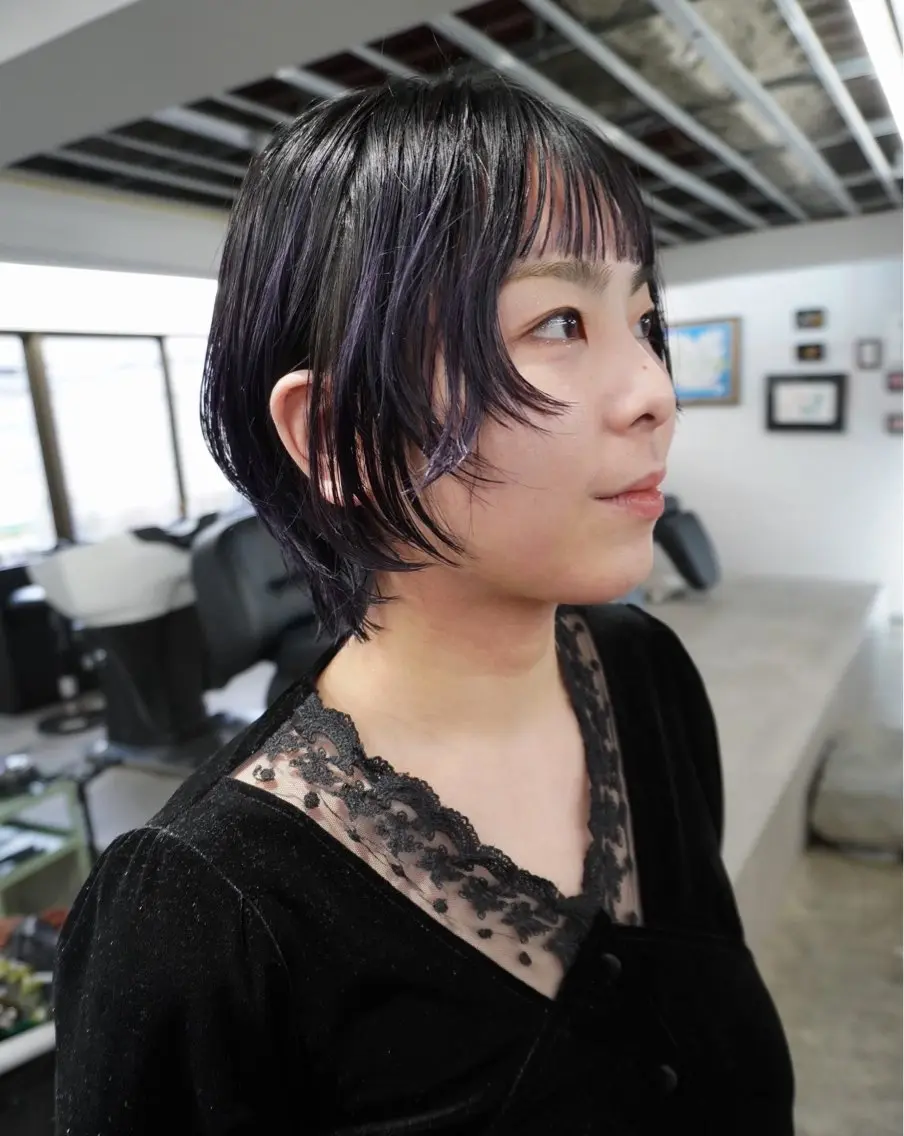 ショート カラー パーマ ヘアアレンジ デザインカラー/ボブ ブリーチカラー/ユリのヘアスタイル